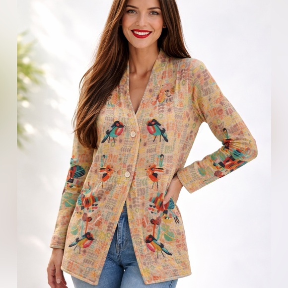 Johnny Was Biya Robin heavily embroidered cardigan/ jacket NWT (oversized) RARE